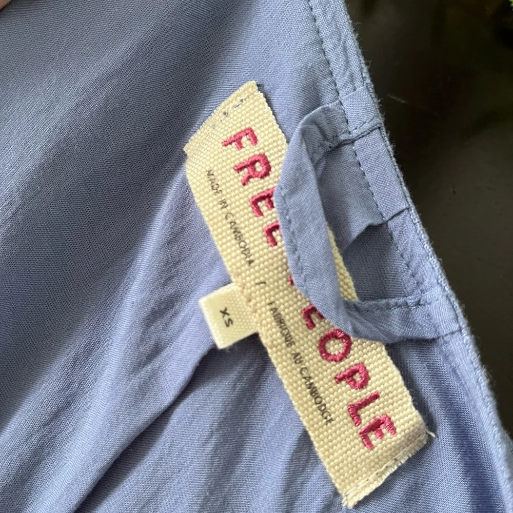 Free People Chic Blue Button-Front Top - Picture 8 of 12